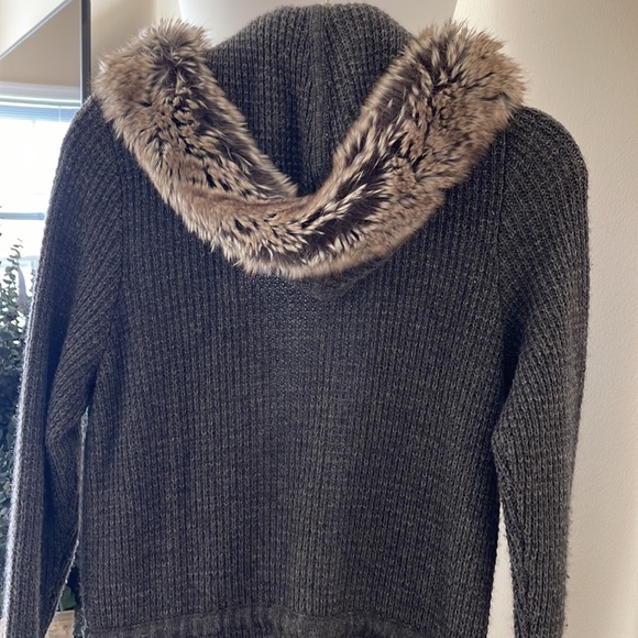 KINROSS CASHMERE HOODED DUSTER GREY - Picture 4 of 7